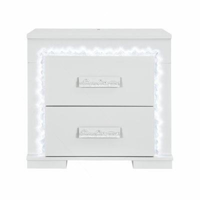 SILVER NIGHTSTAND WITH LED LIGHTS