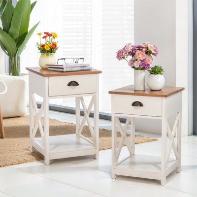 2pcs End Table Set With Drawer