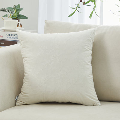 Housse de coussin en velours avec motif de feuille