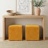 Modern Square Upholstered Ottoman with Solid Wood Frame Set Of 2