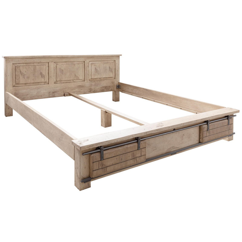 Railway Lacquered Super King Bed Frame, Beige