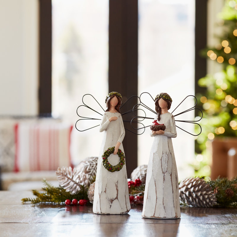 Ensemble d’anges en résine 2 pièces