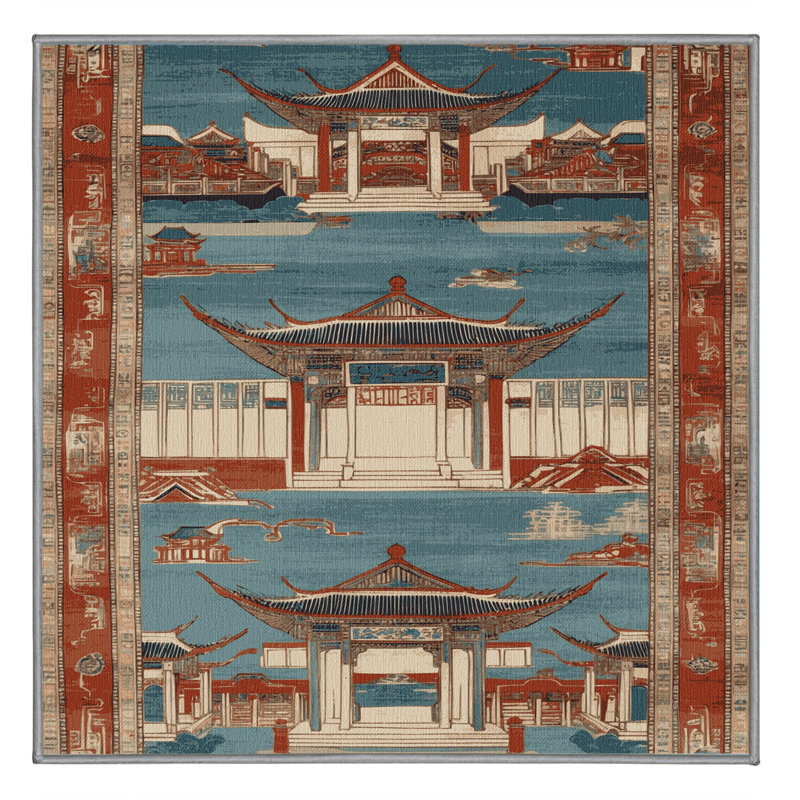 Tapis gris art déco lavable à la machine, Carré 4 pi