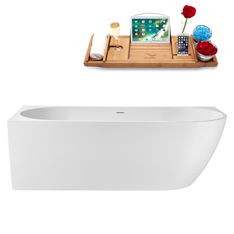 Baignoire autoportante 71 po avec plateau interne Streamline, Laiton brossé