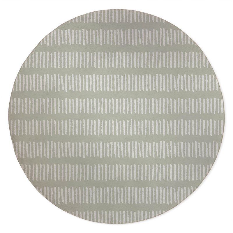 Fencing Rows Non-Slip Outdoor Rug, Round 5'