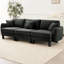 3 canapé en tissu bouclé gris foncé avec des pieds cylindriques en forme de coquillage distinctifs, un style moderne pour un décor de salon, une solide structure en bois fiable, un revêtement doux et un siège relaxant élégant-2070380932