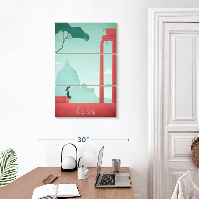 Affiche de voyage rétro de Rome, H 32 po x l 20 po