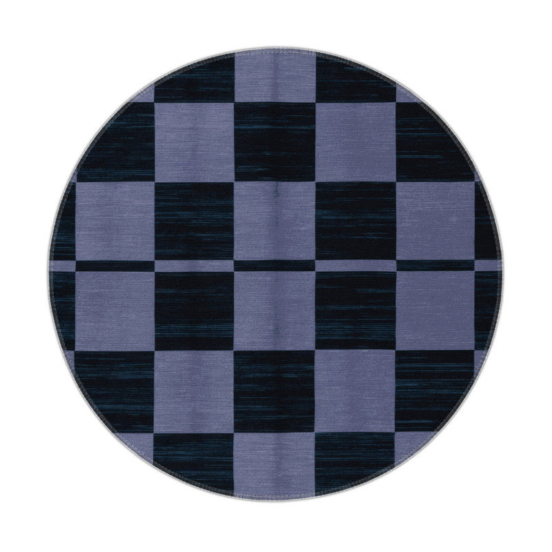 Tapis d'intérieur et d'extérieur à carreaux gris, Rond 5 pi