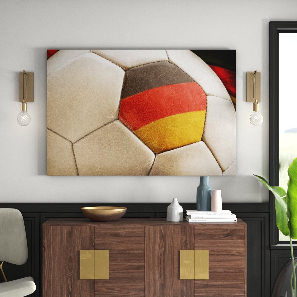 Deutschland Vintage Football - Grafik auf Leinwand gedruckt