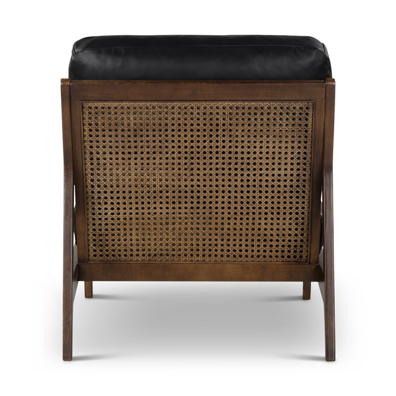 Carmelo Genuine Leather Accent Chair, Black Genuine Leather