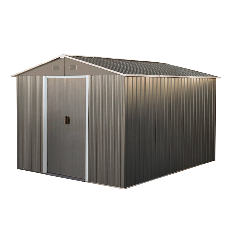 8 x 10 FT Outdoor Metal Storage Shed, Gray, 114.75" H x 88.98" W x 74.8" D