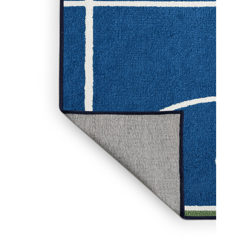 Washable Pickleball Court Sports Area Rug, Round 4'