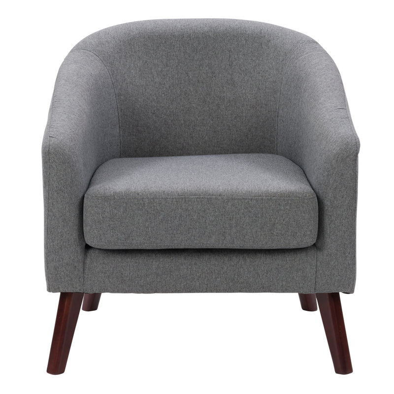 Halimatou Upholstered Barrel Chair, Gray Polyester