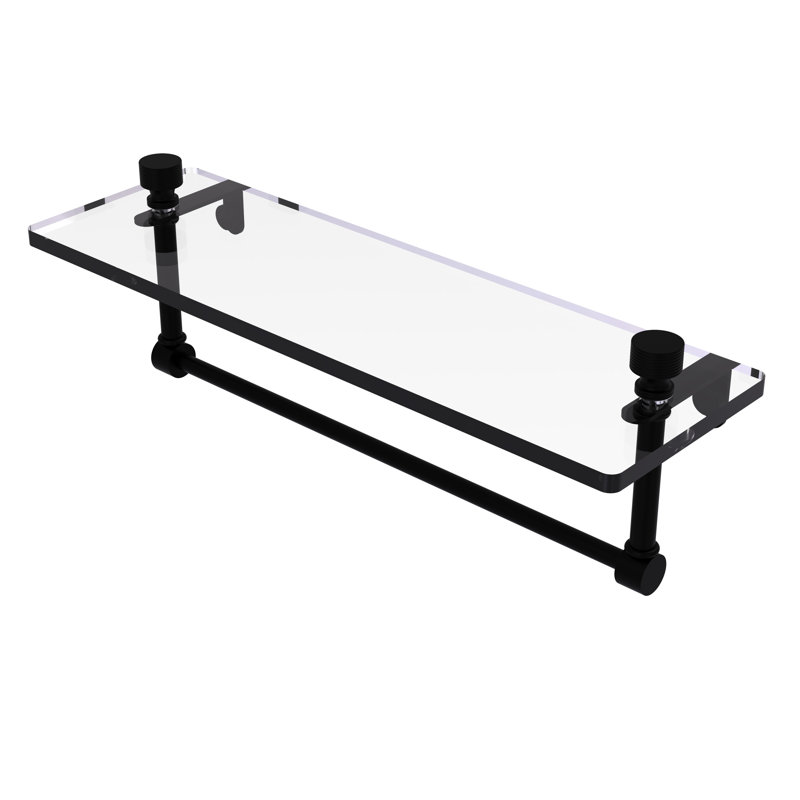 Ballenas Bracket Shelf with Towel Bar, Matte Black, 5' H x 16' W x 5' D