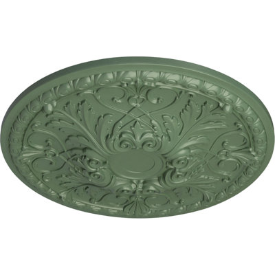 Endurathane Tristan Ceiling Medallion, 32 3/8"OD x 3 1/2"P (Fits Canopies up to 6 1/4"), Hand-Painted Athenian Green Finish