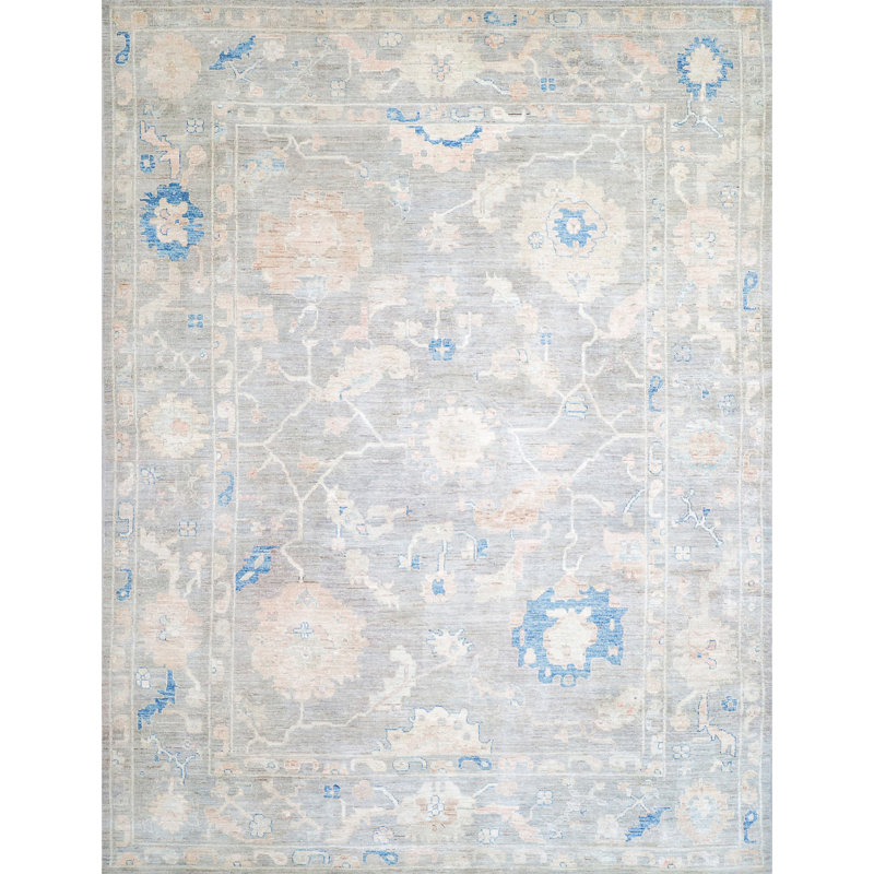 Tapis gris noué à la main de haute qualité