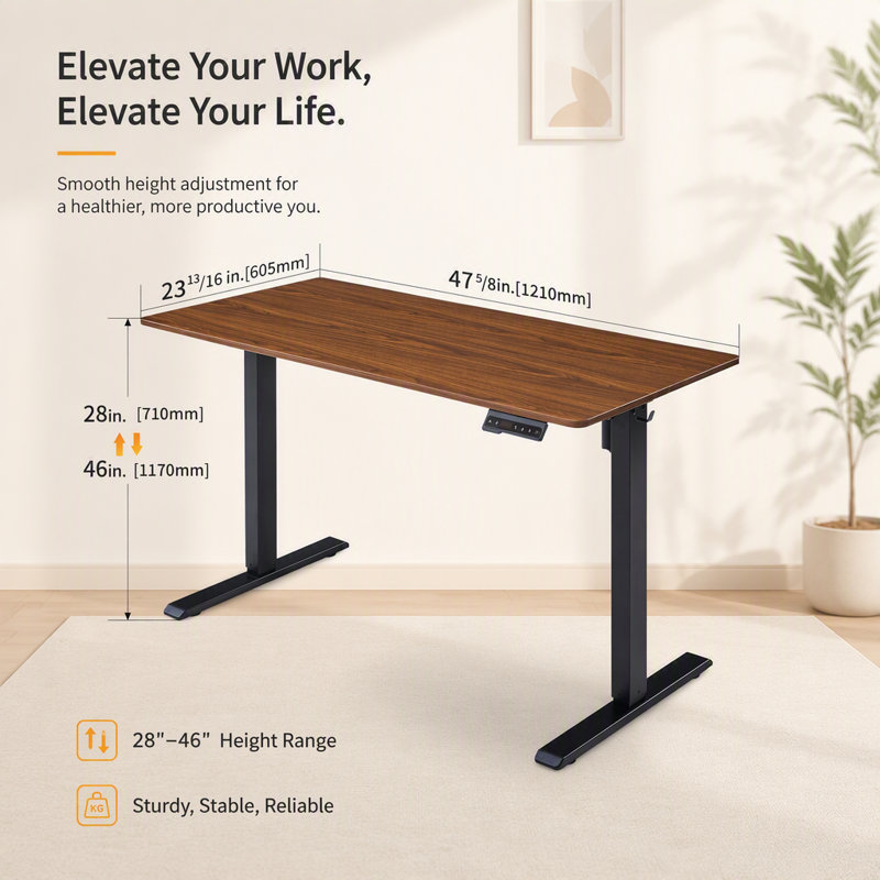Standing Desk, Noyer foncé/noir