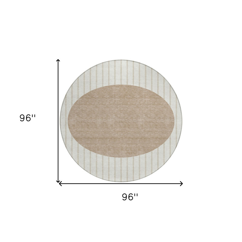 Tapis intérieur lavable rayé ivoire 8 pi