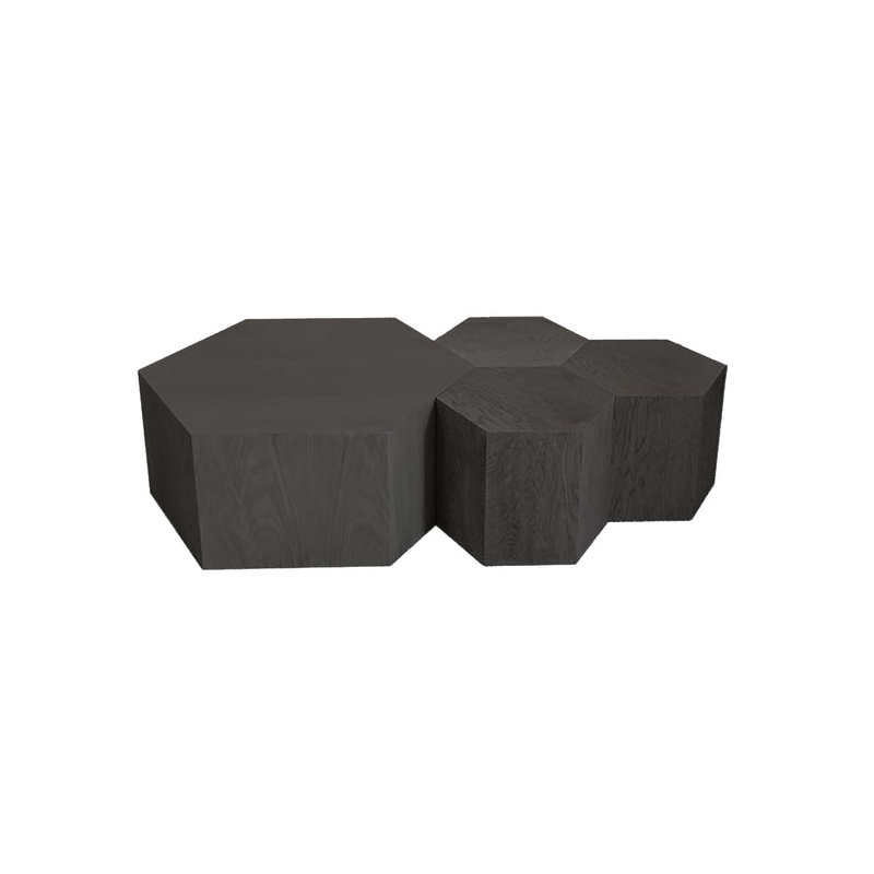 Coffee Table, 16" H x 40" L x 34.6" W, Black Washed