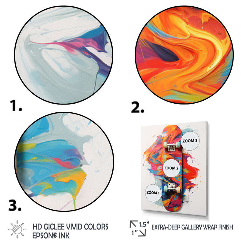 Planche à roulettes Gravity Defiance I - grande planche à roulettes, art mural, H 44 po x l 34 po x P 1,5 po
