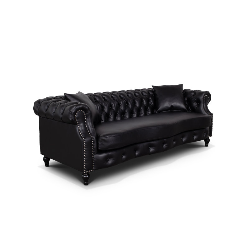 Richmond Mogadore Faux Leather Chesterfield Sofa, Black, 3