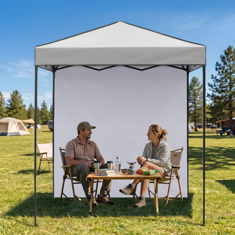 EAGLE PEAK 6 Ft. W x 4 Ft. D Steel Pop-Up Canopy, Outdoor Portable Instant Shelter Folding Canopy with 1 Sidewalls, Gray