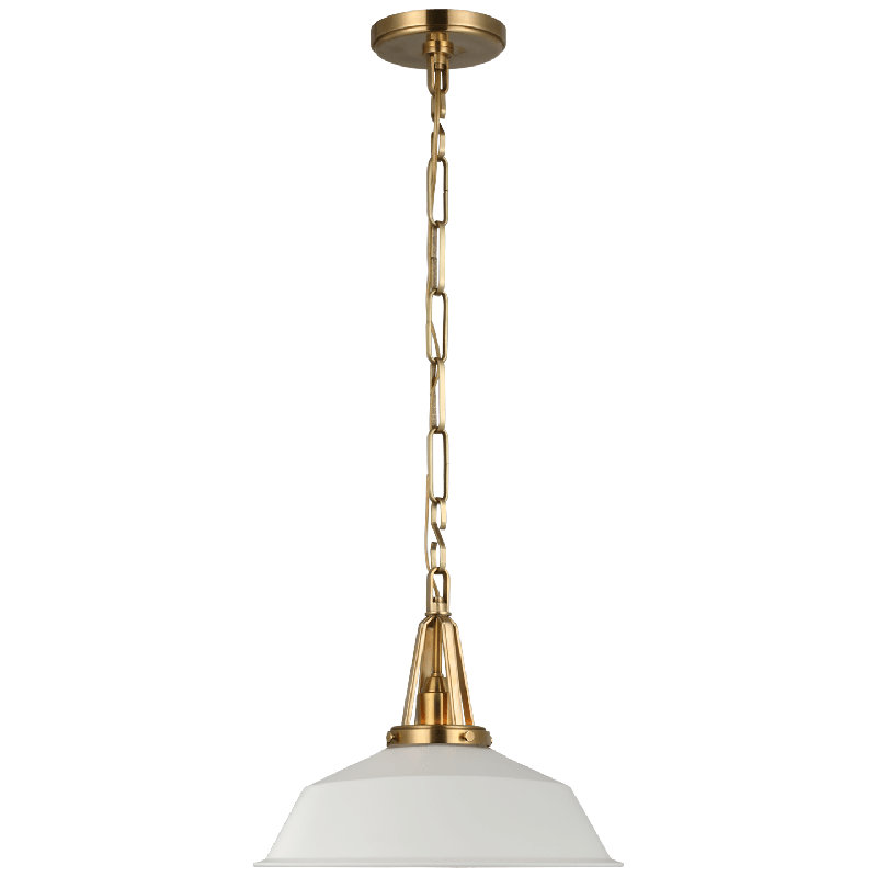 Chapman & Myers Layton Pendant, 84.38" H x 14" W x 14" D, Matte White, Antique Burnished Brass