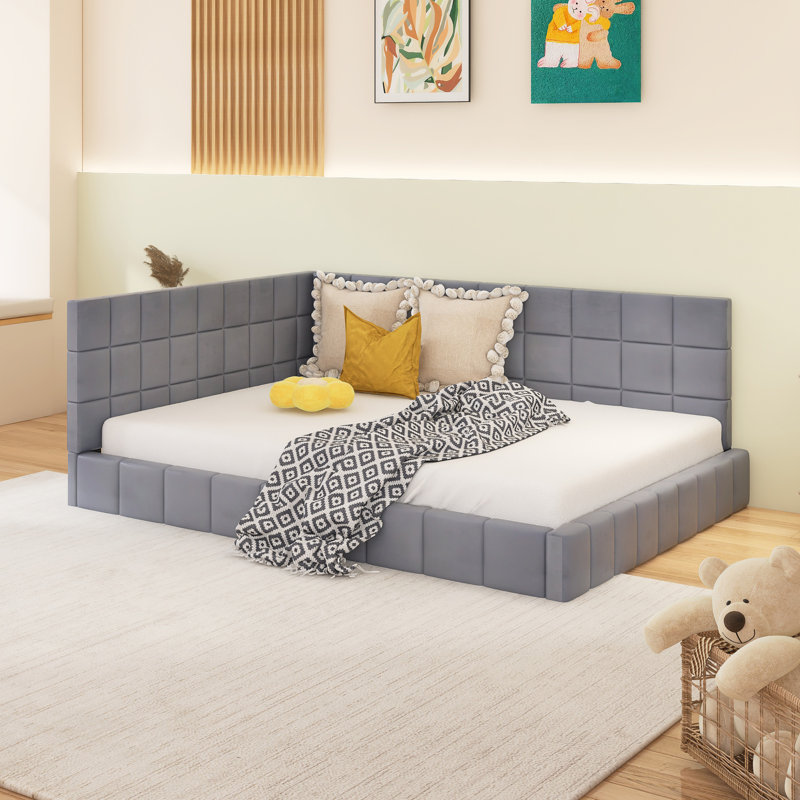 Full Size Upholstered Daybed/Sofa Bed Frame, Gray
