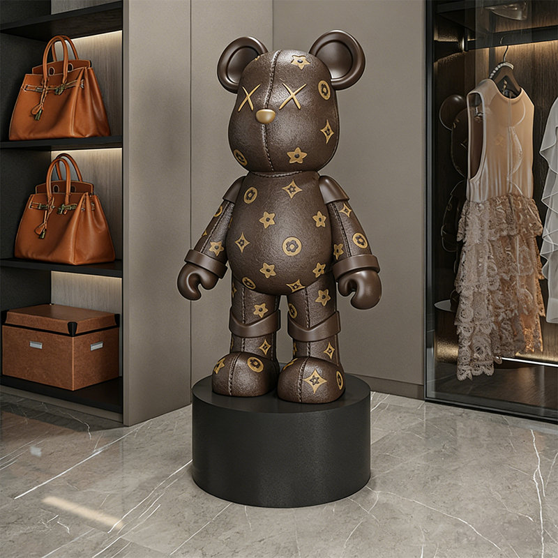 Stylish Hand-Painted Resin Bear Figurine
