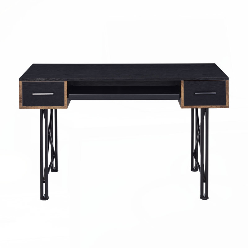 Rectangular Computer Desk with 2 Drawers, Black