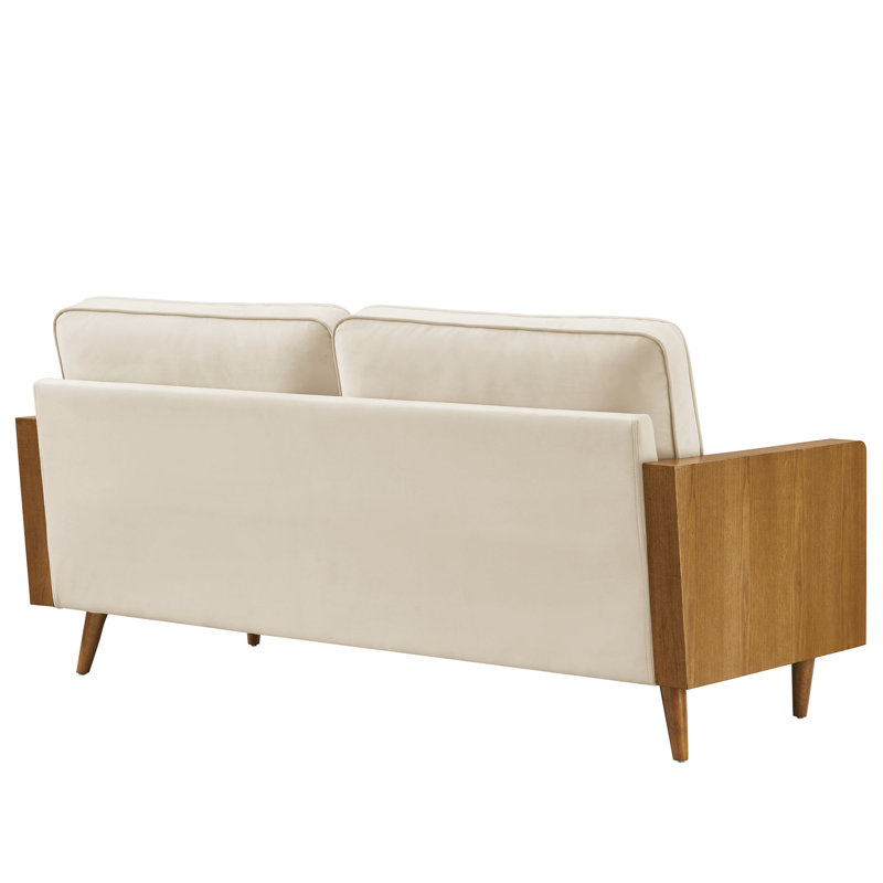 Kellan Performance Velvet Sofa In Walnut Alabaster, Noyer albâtre, H 33,47 po x l 72,32 po x P 31,69 po, 3