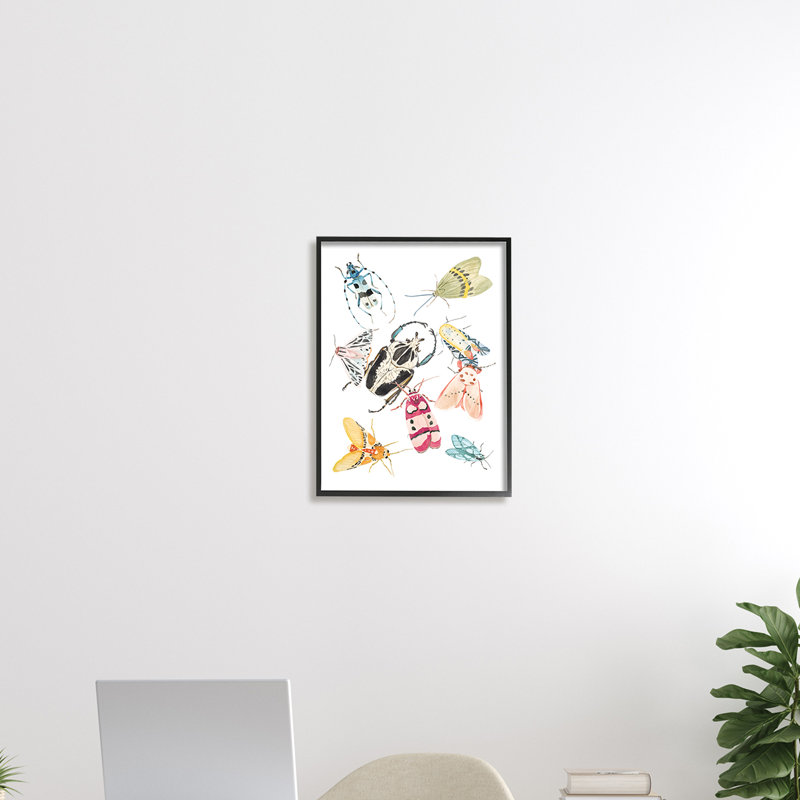 Arrangement d'insectes de jardin, charmantes créatures ailées - peinture, Toile tendue, H 20 po x l 16 po x l 1,5 po
