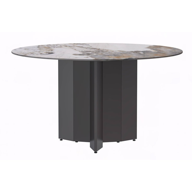 Table de salle à manger ronde Jabez, Gris moyen, H 29,5 po x l 60 po x P 60 po