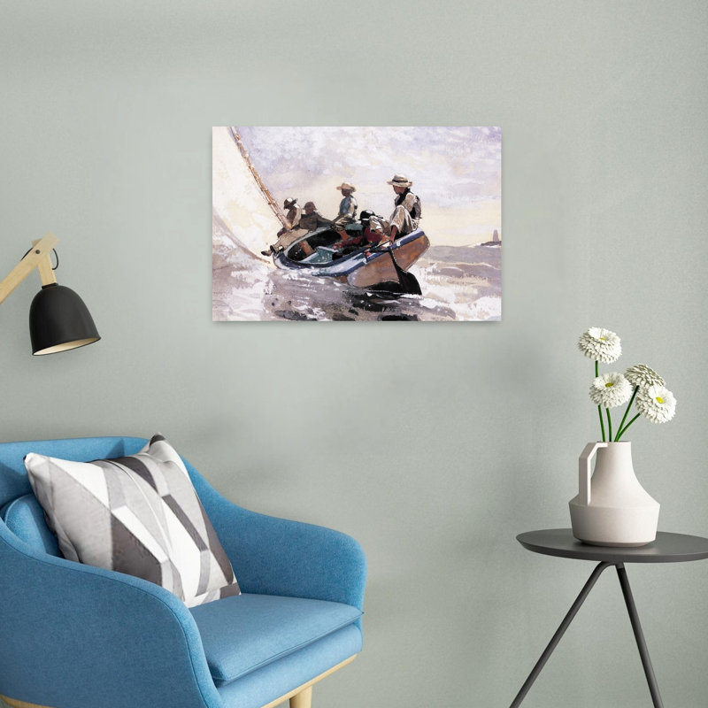 Voile le bateau-chat, 1873, orchidée contemporaine classique, impression d'art mural océan, H 16 po x l 24 po