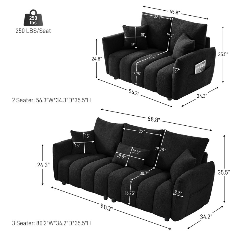 2 - Piece Classic Teddy Tufted Upholstered Living Room Set With Pocket