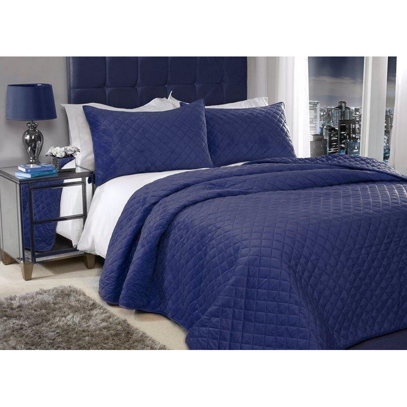 Kacie Polyester Bedspread with Pillow Shams Included, Navy
