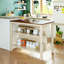 Table de salle à manger rustique et îlot de cuisine, bois massif, 2 places, tablettes ouvertes, noyer + bois blanc crème avec plateau de table 45 po x 27 po, couleur