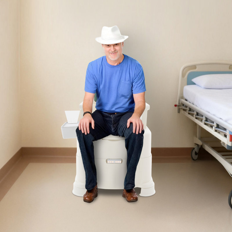 Bedside Commode Chair For Seniors With Armrests & Backrest