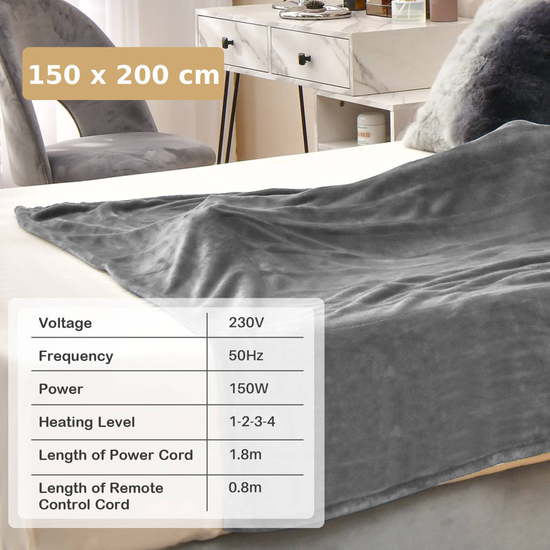 Ingomar Heated Blanket, 150 x 200 Cm, Light Blue