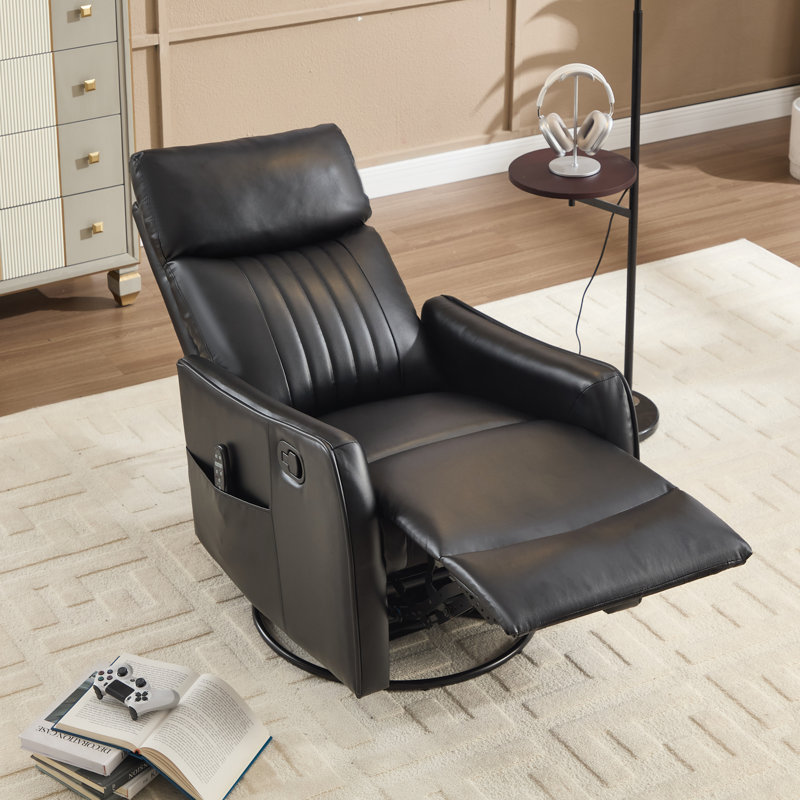 26.37" W Manual Swivel Rocker With Massage Heating, Black
