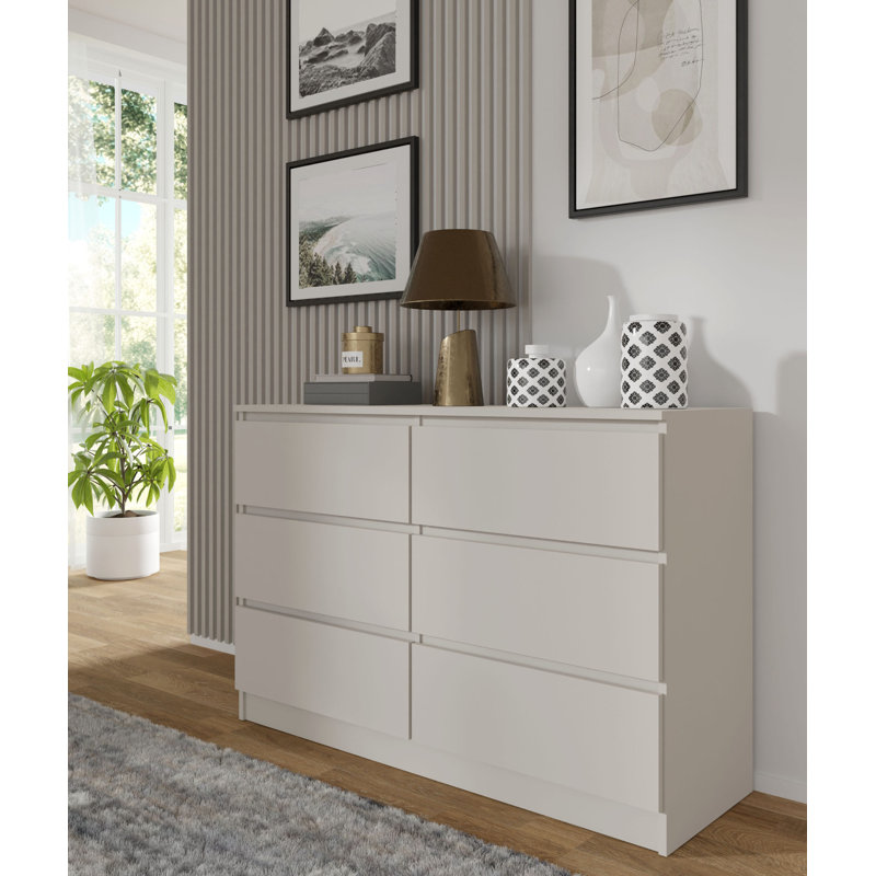 Commode Sunem S6 120 cm matt 6 drawers, Beige