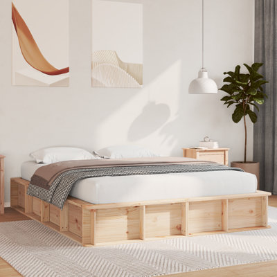 Bed Frame With Storage Solid Pine Wood
