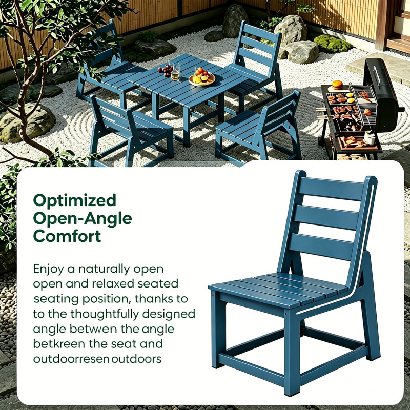 HDPE Square 4 - Person Outdoor-Dining-Set All Weather, Blue