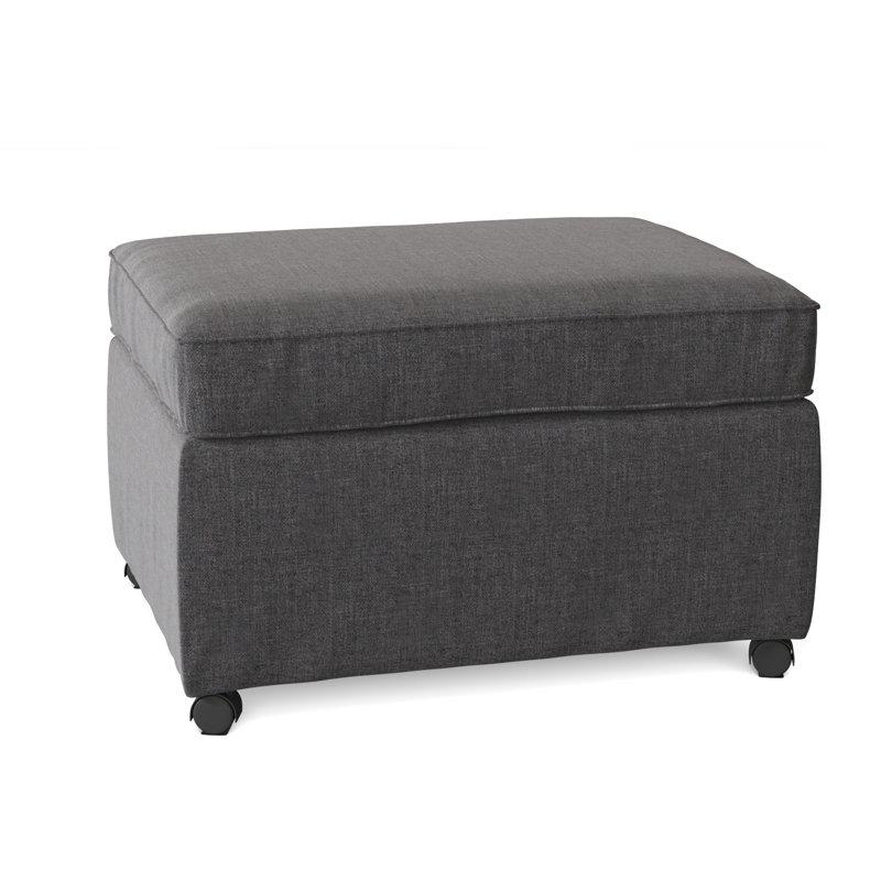 Rika Upholstered Ottoman, Cast Slate Sunbrella® Plainweave