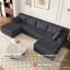 Canapé en forme de U de Boneless de 124 po, canapé modulaire moderne en forme de U, canapé-lit en velours côtelé à assise profonde pour le salon, aucun assemblage requis-366112259
