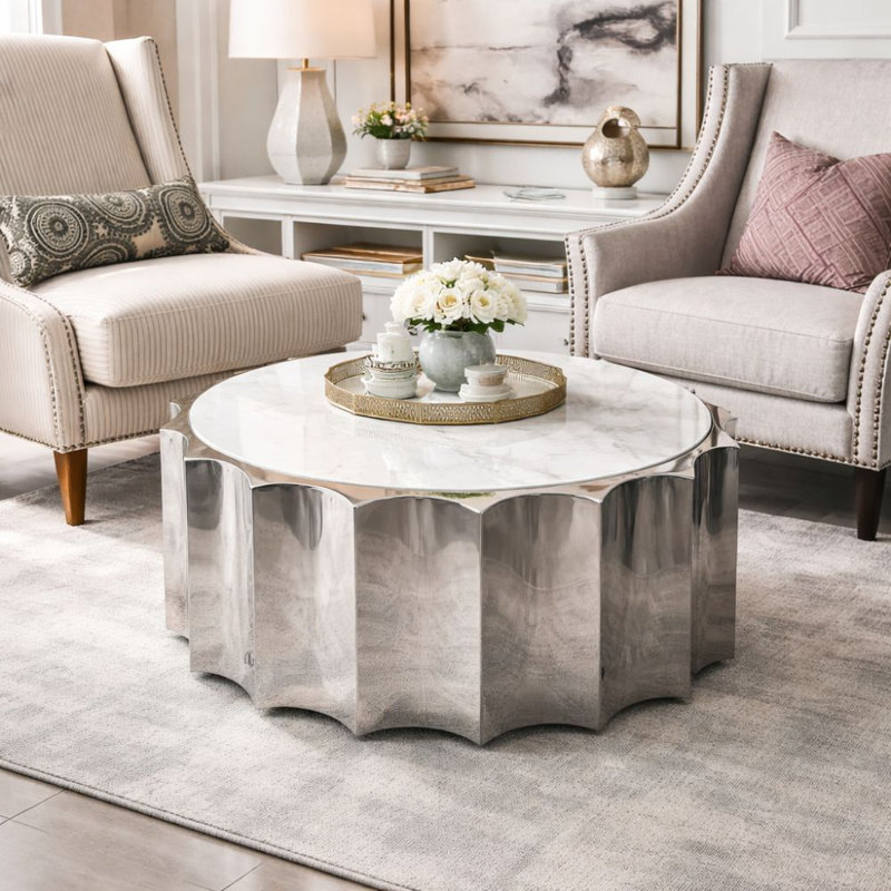 Valenza Fluted Marble Coffee Table