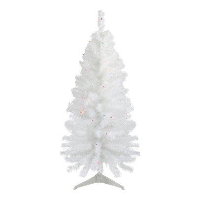 3' Pre-Lit Woodbury White Pine Slim Artificial Christmas Tree Multi Lights -  Northlight Seasonal, NORTHLIGHT SM92883