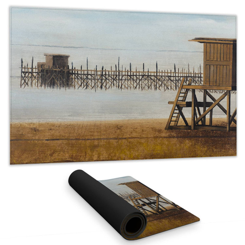 Lifeguard tower at the beach - 14.00"x24.25" Desk mat
