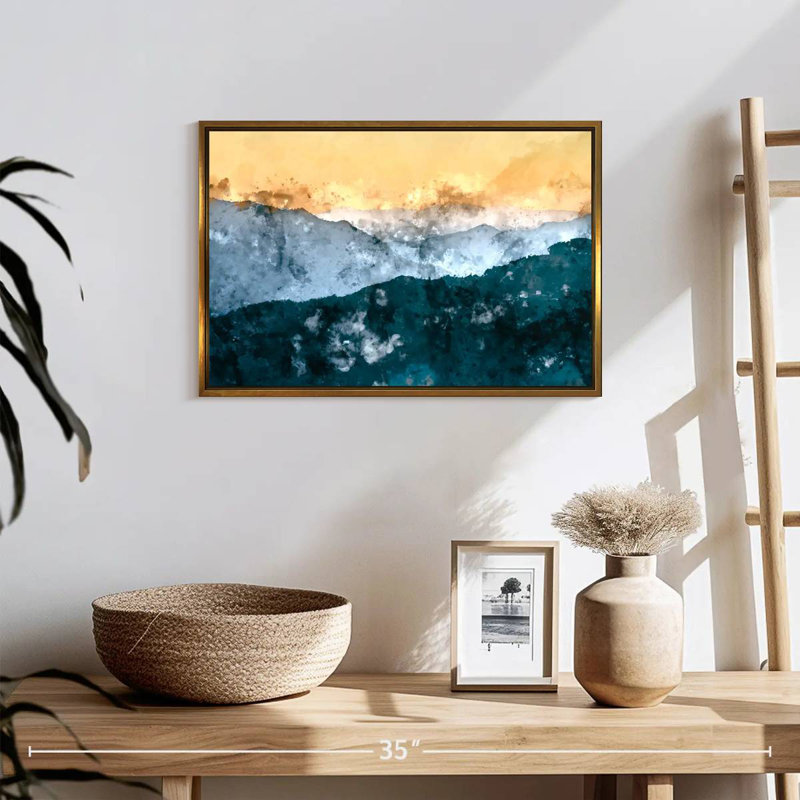 Montagne Chianna, 19 po x 13 po, Cadre flottant doré