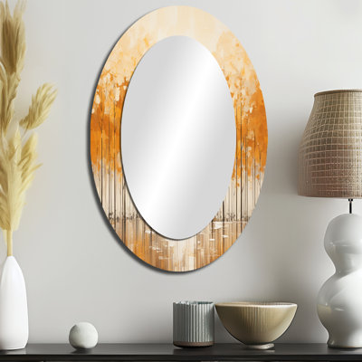 Minimalisme beige et doré forêt III - miroir mural ovale traditionnel